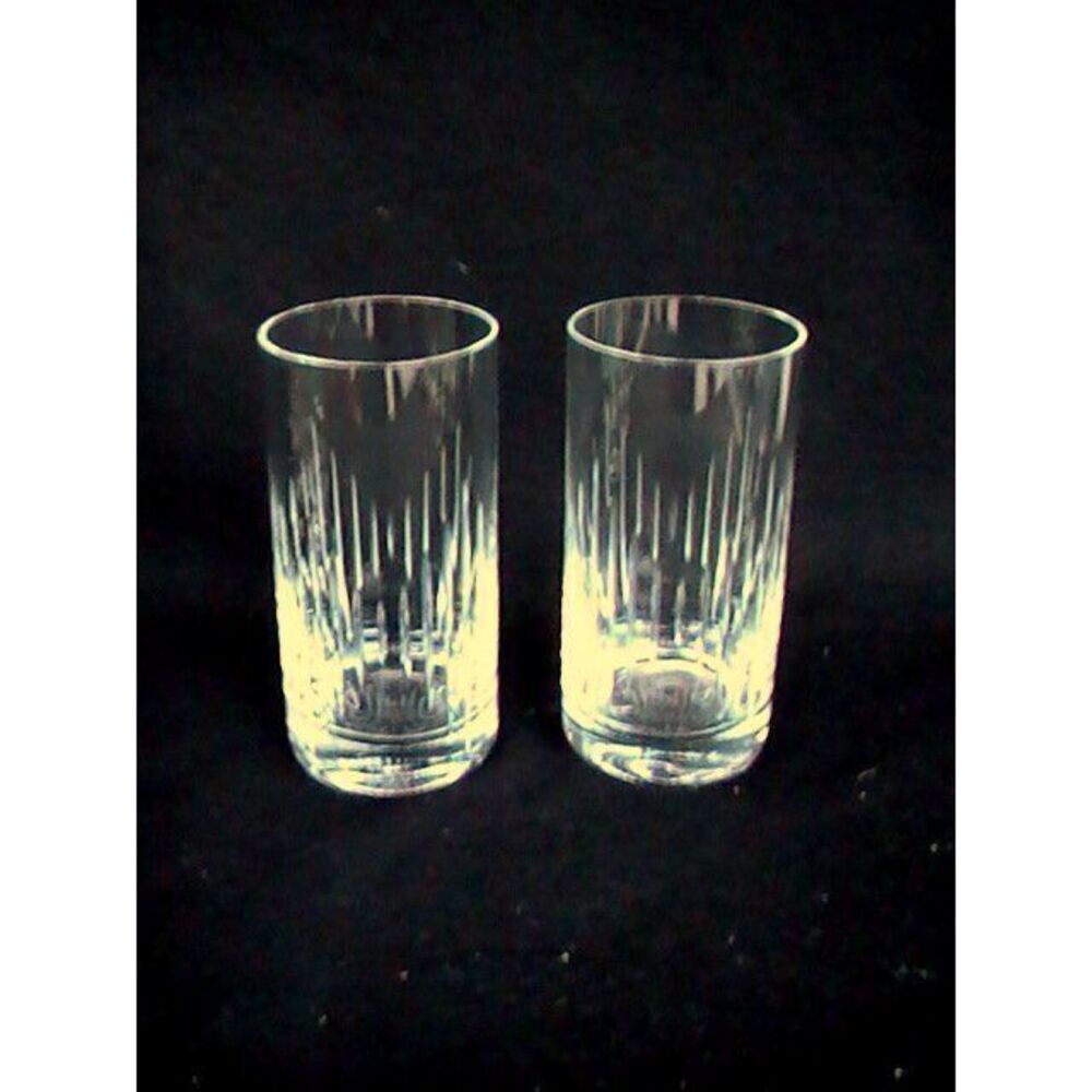 Lenox Set of 2 Highball Tumblers Vertical Cut Ascending Lines Beautiful